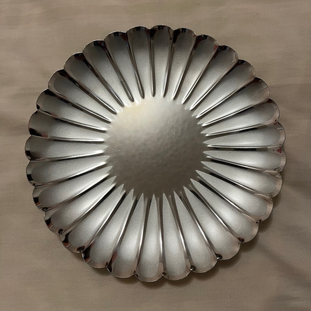 silver plated 8” tray vintage Japan Silver